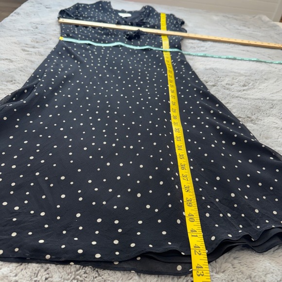 Talbots Women's Black Polka Dot 100% Silk Midi Dress Short Sleeve Size 8 - Picture 9 of 16